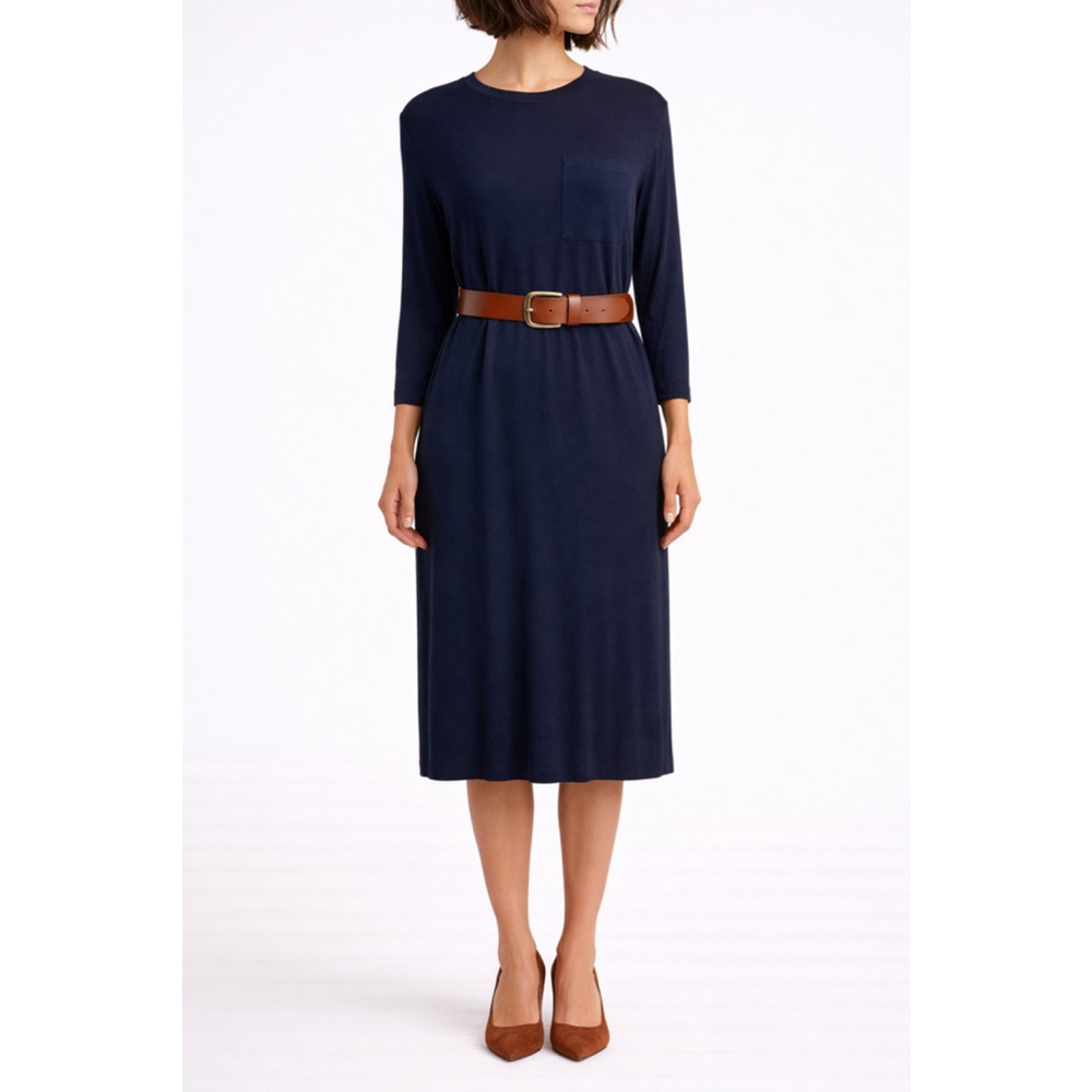 Three Dot Navy Ribbed Tshirt Dress